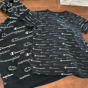 Champion logo sweatshirt AND t-shirt both YL